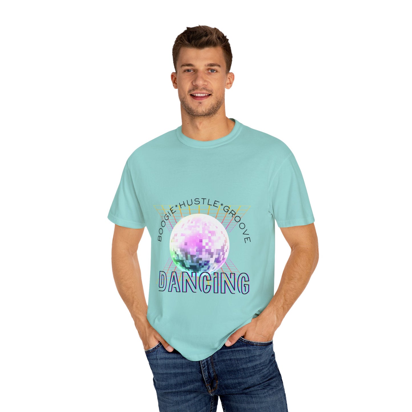 "Boogie, Hustle, Groove - Dancing" Streetwear Dance Graphic – Unisex Garment-Dyed T-Shirt