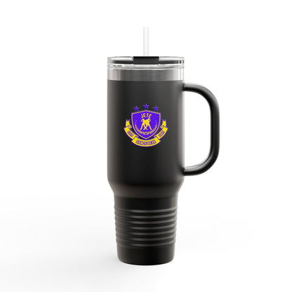 "Jeté Dance Gear Estd 2025" | 40oz Insulated Travel Mug with Collegiate-Inspired Graphic – Durable Stainless Steel Tumbler for Dancers & Dance Lovers