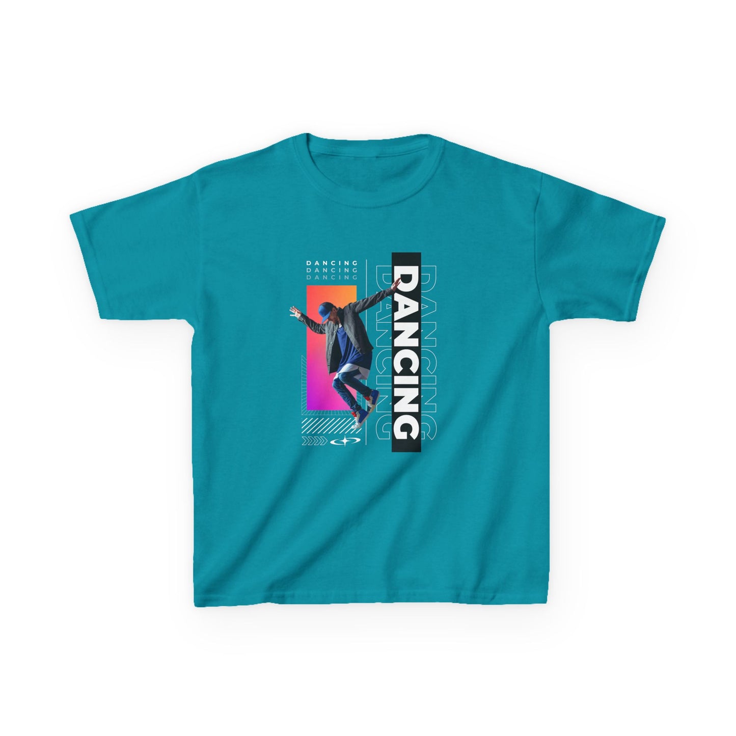 “Dancing” Youth Short Sleeve T-Shirt – Streetwear-Inspired Male Dancer Graphic – Stylish Kids Dance Apparel Tee