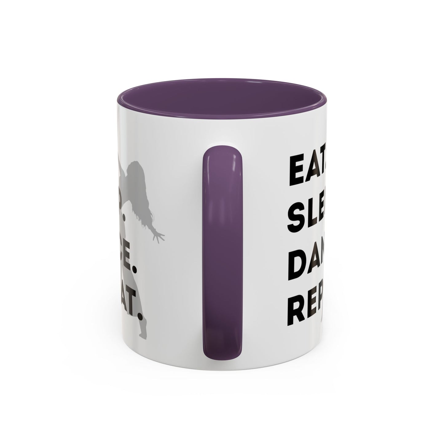 "Eat Sleep Dance Repeat" Accent Coffee Mug – Gray Dancer Graphic Ceramic Mug for Dance Lovers