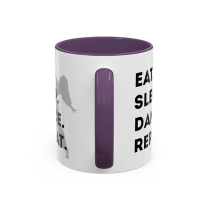 "Eat Sleep Dance Repeat" Accent Coffee Mug – Gray Dancer Graphic Ceramic Mug for Dance Lovers