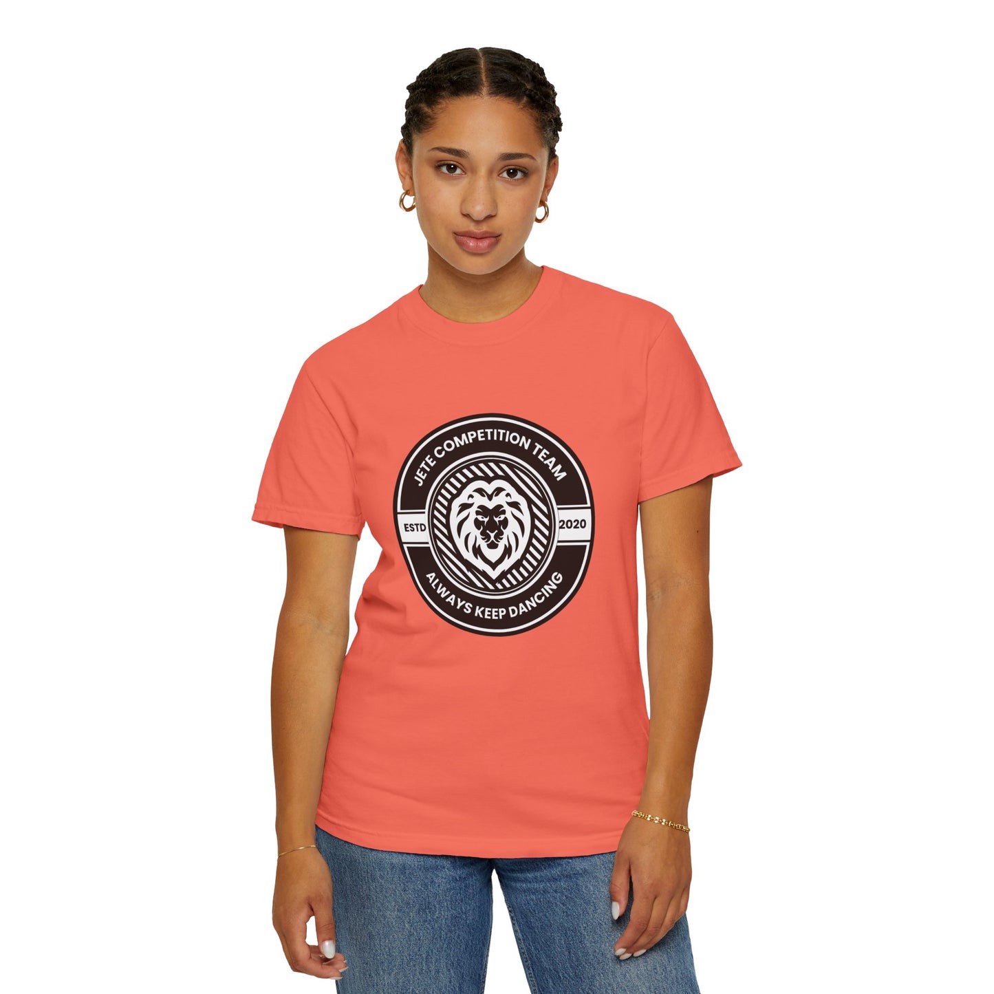 "Jeté Competition Team,  Always Keep Dancing" Unisex Garment-Dyed T-Shirt – Collegiate-Style Dance Graphic Tee – Shirt for Dancers & Teams