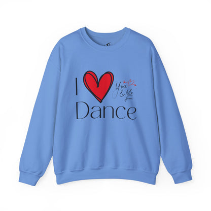 "I Love Dance" Unisex Crewneck Sweatshirt – Hand-Drawn Heart & Note Graphic Dance Lover Pullover