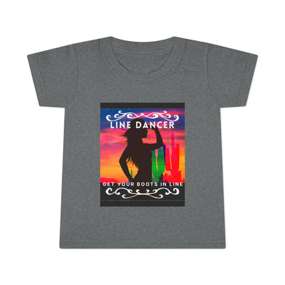 "Line Dancer – Get Your Boots in Line" Toddler Dance T-Shirt – Western-Inspired Short Sleeve Tee for Kids