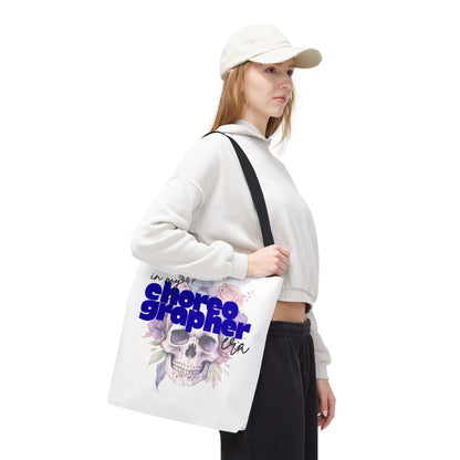 In My Choreographer Era Tote Bag with Colored Handles – Pastel Floral Skull Dance-Inspired Carryall