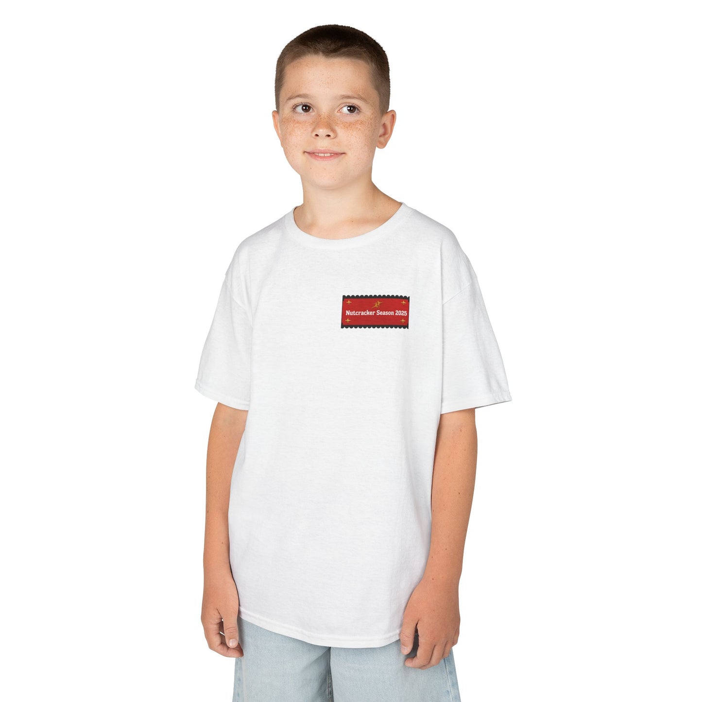 “Let’s Get to Cracking” YOUTH Back Print Tee + Nutcracker 2025 Front – Youth T-shirt | Ballet Holiday Dance Tee