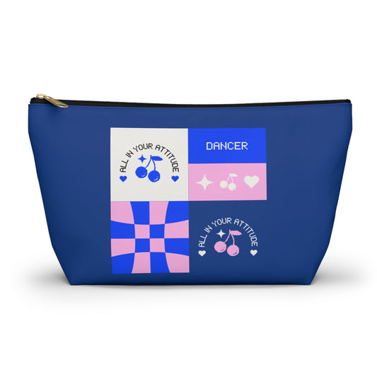 "Dancer - All in Your Attitude" Makeup Bag – Cute Retro Dance Graphic – Inspirational Dance-Themed Zipper Pouch for Cosmetics, Accessories & Gifts