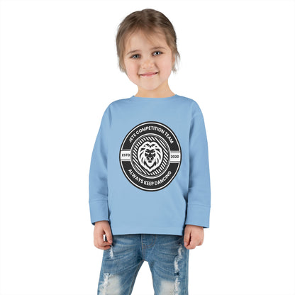 "Jeté Competition Team – Always Keep Dancing" Toddler Dance T-Shirt – Collegiate-Inspired Emblem Graphic Long Sleeve Tee for Kids