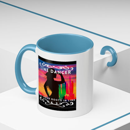 "Line Dancer" Accent Coffee Mug – Cute Cowgirl Graphic Ceramic Mug for Country Dance Lovers