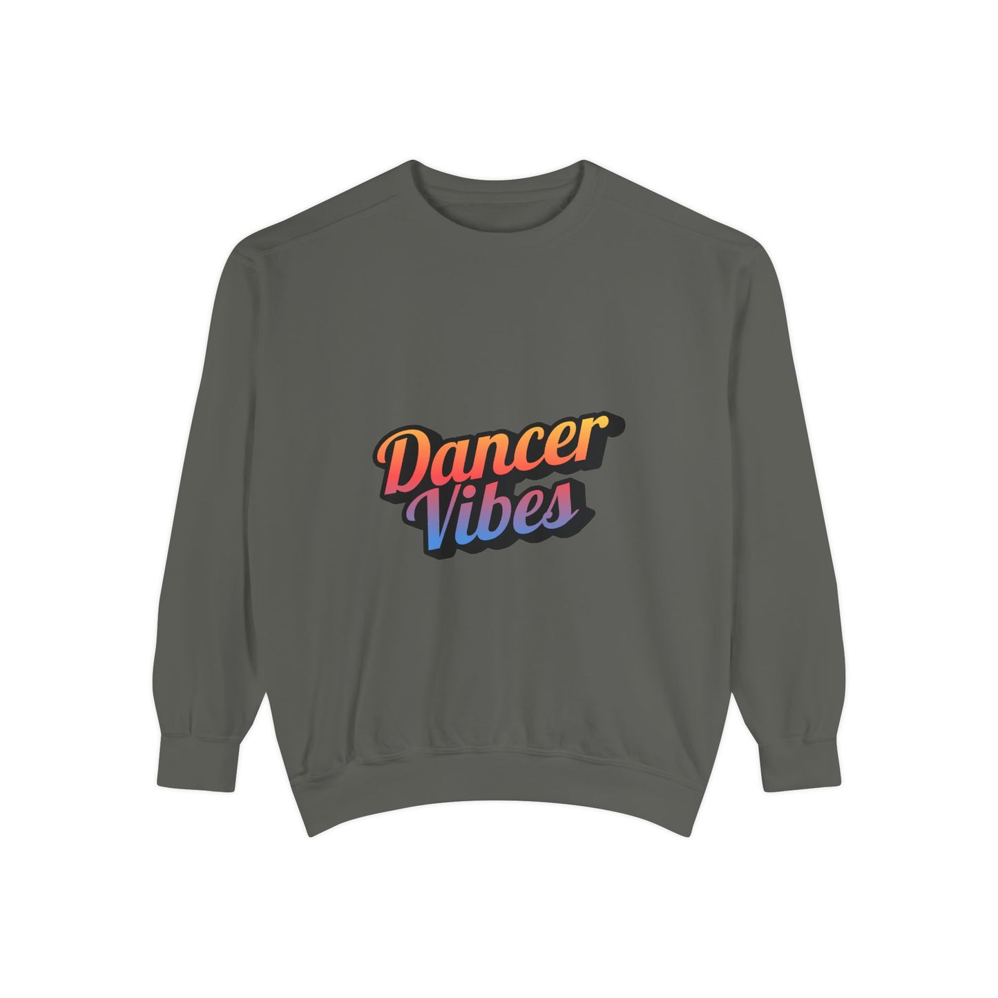 "Dancer Vibes" Unisex Lightweight Crewneck Sweatshirt – Colorful Text Graphic Pullover for Dance Lovers & Studio Style