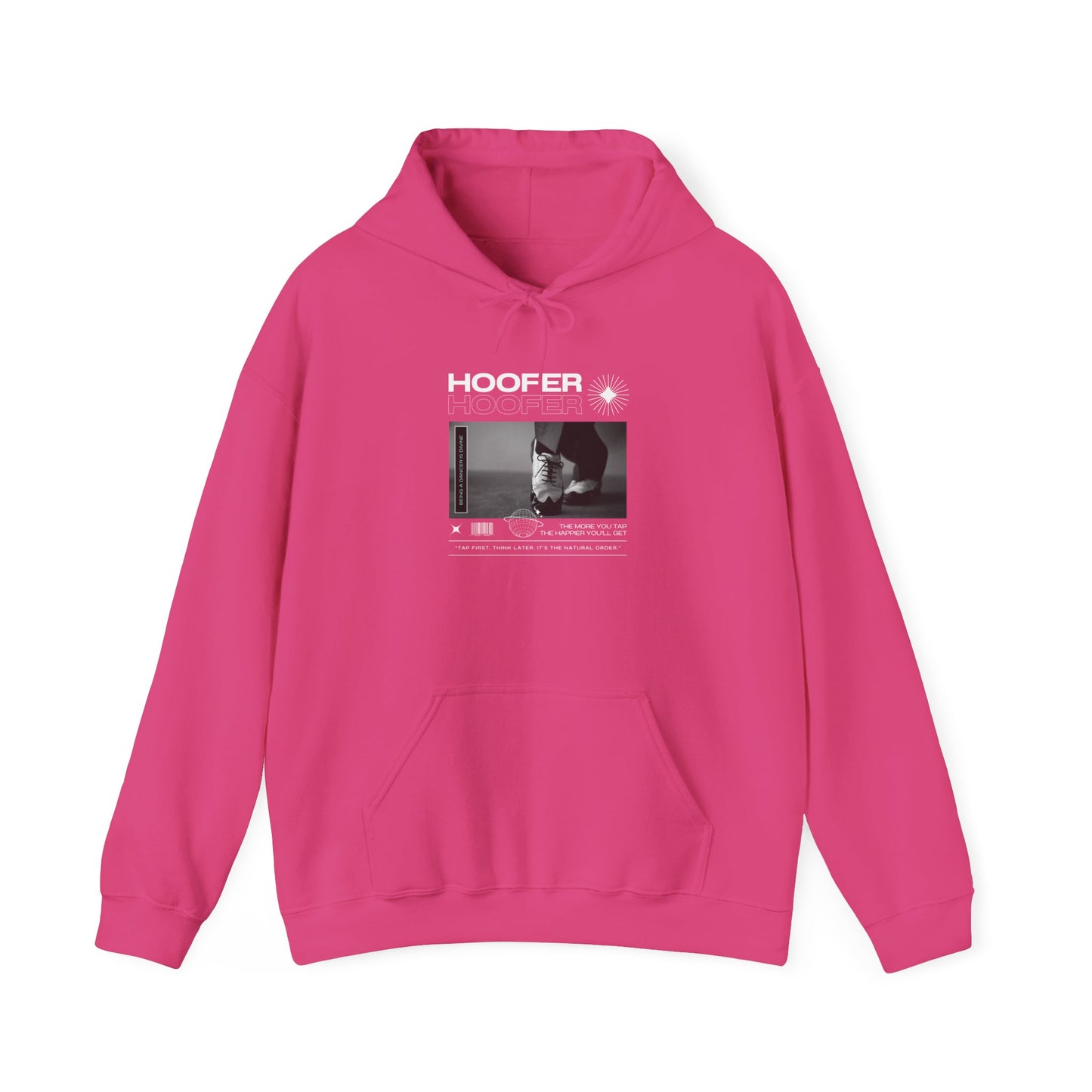 “Hoofer” Tap Dance Text with Streetwear-Style Tap Shoes Graphic – Unisex Heavy Blend™ Hooded Sweatshirt – Cozy Dance Hoodie for Tap Dancers & Dance Enthusiasts