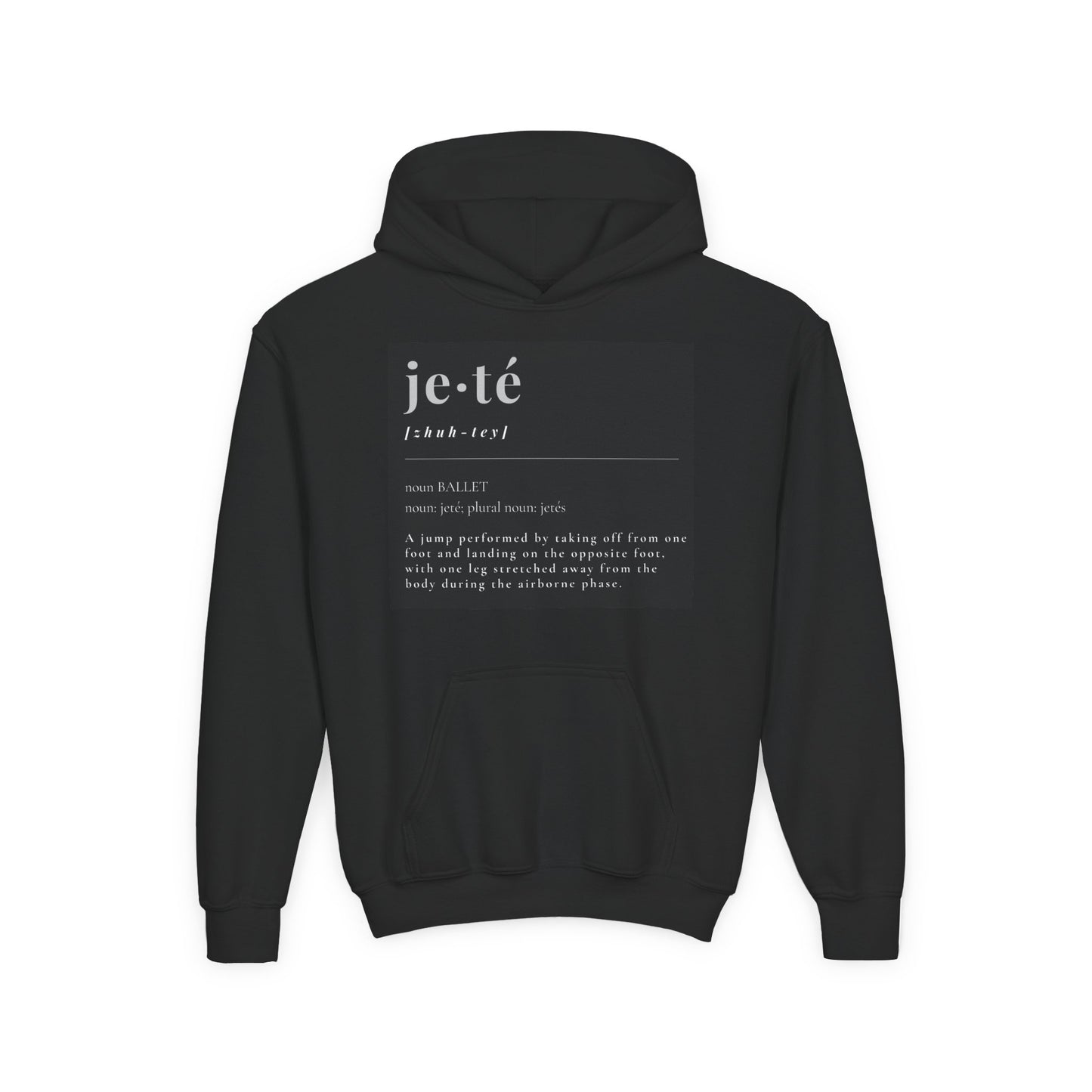 Jeté Definition Unisex Youth Hoodie – Ballet Term Graphic Dance Hoodie for Kids & Teens, Personalized with Name or Studio