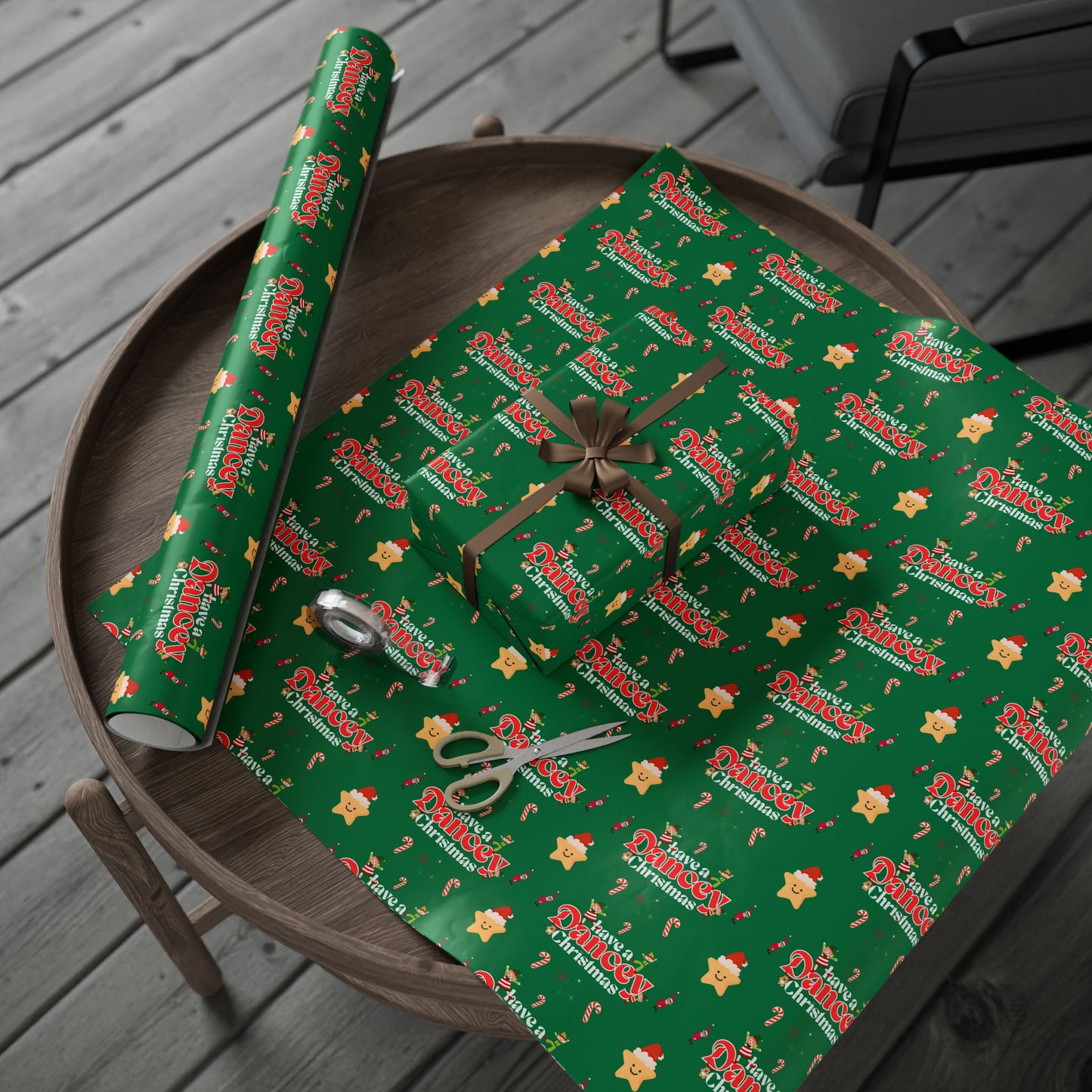 “Have a Dancey Christmas” Wrapping Paper – Festive Holiday Dance Gift Wrap with Ballet & Dance-Themed Design, Perfect for Dancers and Studios