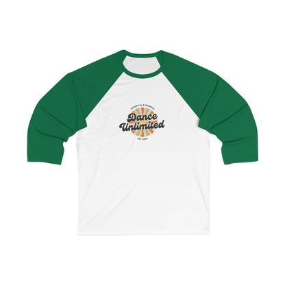 "Dance Unlimited – Potential & Growth" Unisex 3/4 Sleeve Baseball Tee – Retro Graphic Dance Shirt for Dancers and Performers