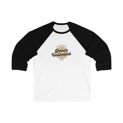 "Dance Unlimited – Potential & Growth" Unisex 3/4 Sleeve Baseball Tee – Retro Graphic Dance Shirt for Dancers and Performers