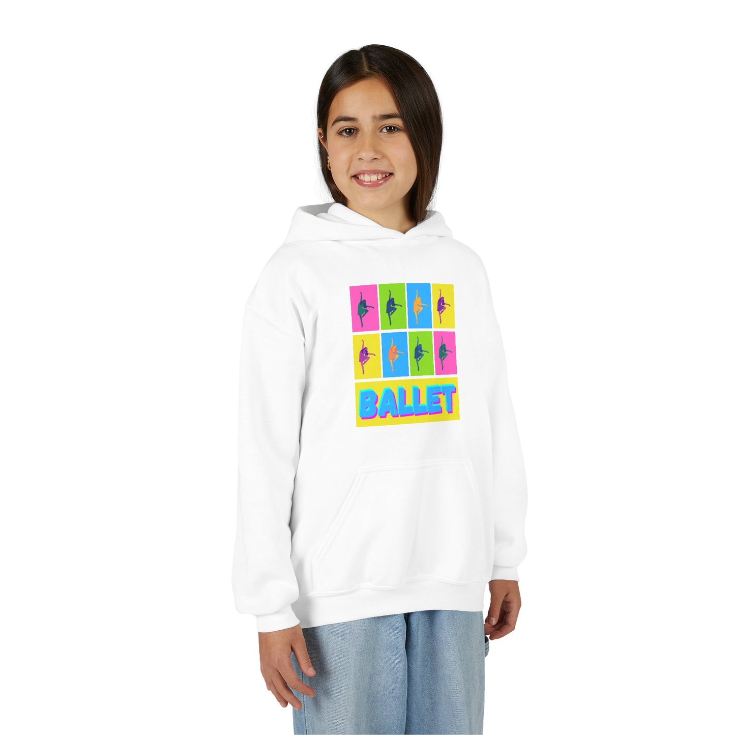“Ballet” Pop Art Inspired Design with Ballet Dancer Graphics | Streetwear Ballet Hoodie for Kids & Young Dance Enthusiasts | Unisex Youth Hoodie