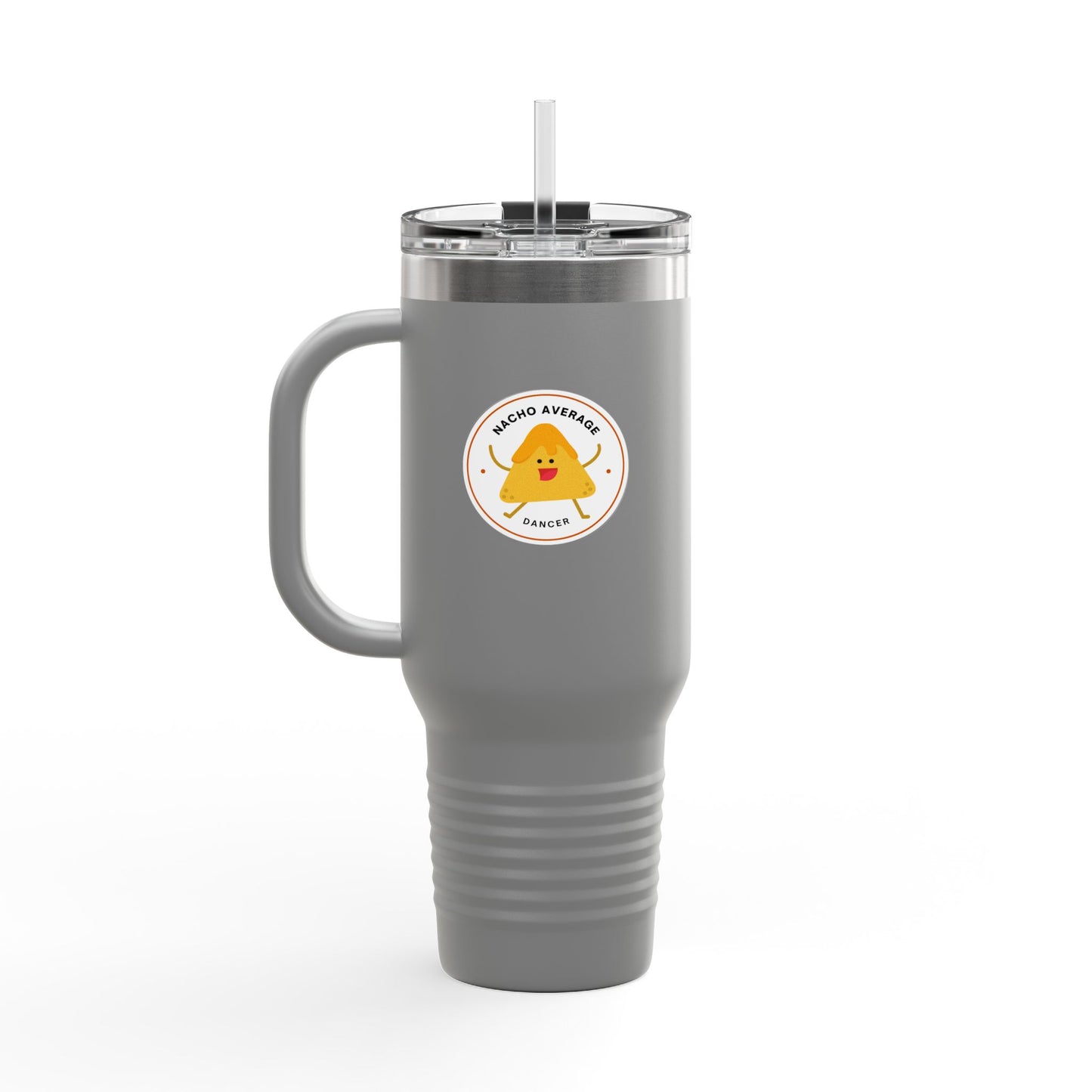 "Nacho Average Dancer" 40oz Insulated Travel Mug – Cute Kawaii Nacho Graphic Dance Tumbler for On-the-Go Hydration