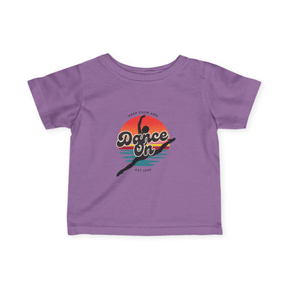 "Keep Calm and Dance On" Retro Dance Graphic Infant Fine Jersey Tee – Cute Baby Dance T-Shirt for Future Tiny Dancers