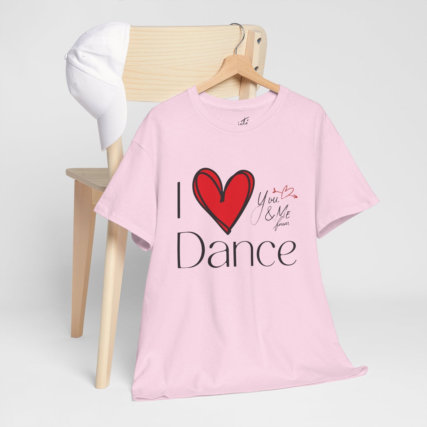 "I Love Dance" Unisex Heavy Cotton Tee – Hand-Drawn Heart & Note Graphic Dance Lover T-Shirt