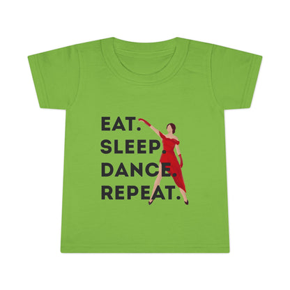 "Eat Sleep Dance Repeat" Toddler T-Shirt – Bold Dancer Graphic Tee for Kids – Short Sleeve Dance Shirt for Toddlers
