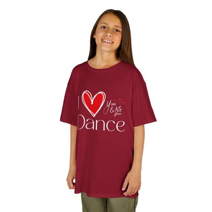 "I Love Dance" Youth Short Sleeve Tee – Hand-Drawn Heart & Note Graphic Dance Lover T-Shirt