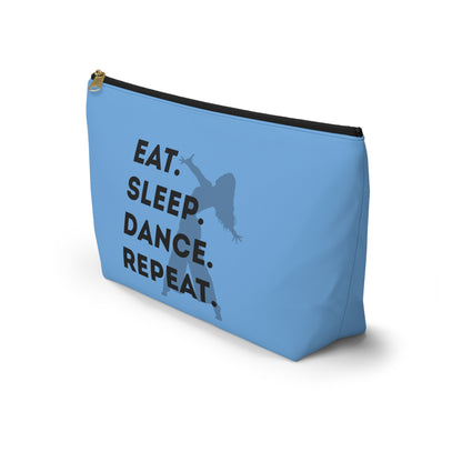 “Eat Sleep Dance Repeat” Makeup Bag – Bold Dancer Graphic – Dance-Themed Zipper Pouch for Cosmetics, Accessories & Travel Essentials