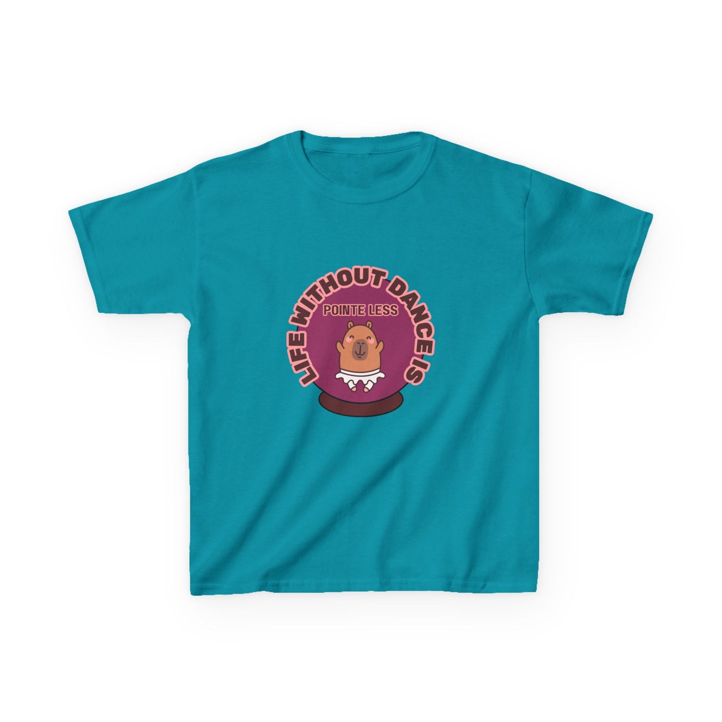 "Life Without Dance Is Pointeless" Youth Dance T-Shirt – Cute Capybara Ballerina Graphic Tee for Kids