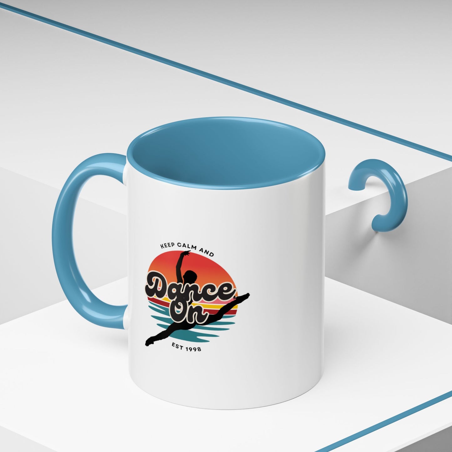 "Keep Calm and Dance On" Accent Coffee Mug – Motivational Dance Quote Ceramic Mug for Dancers and Instructors