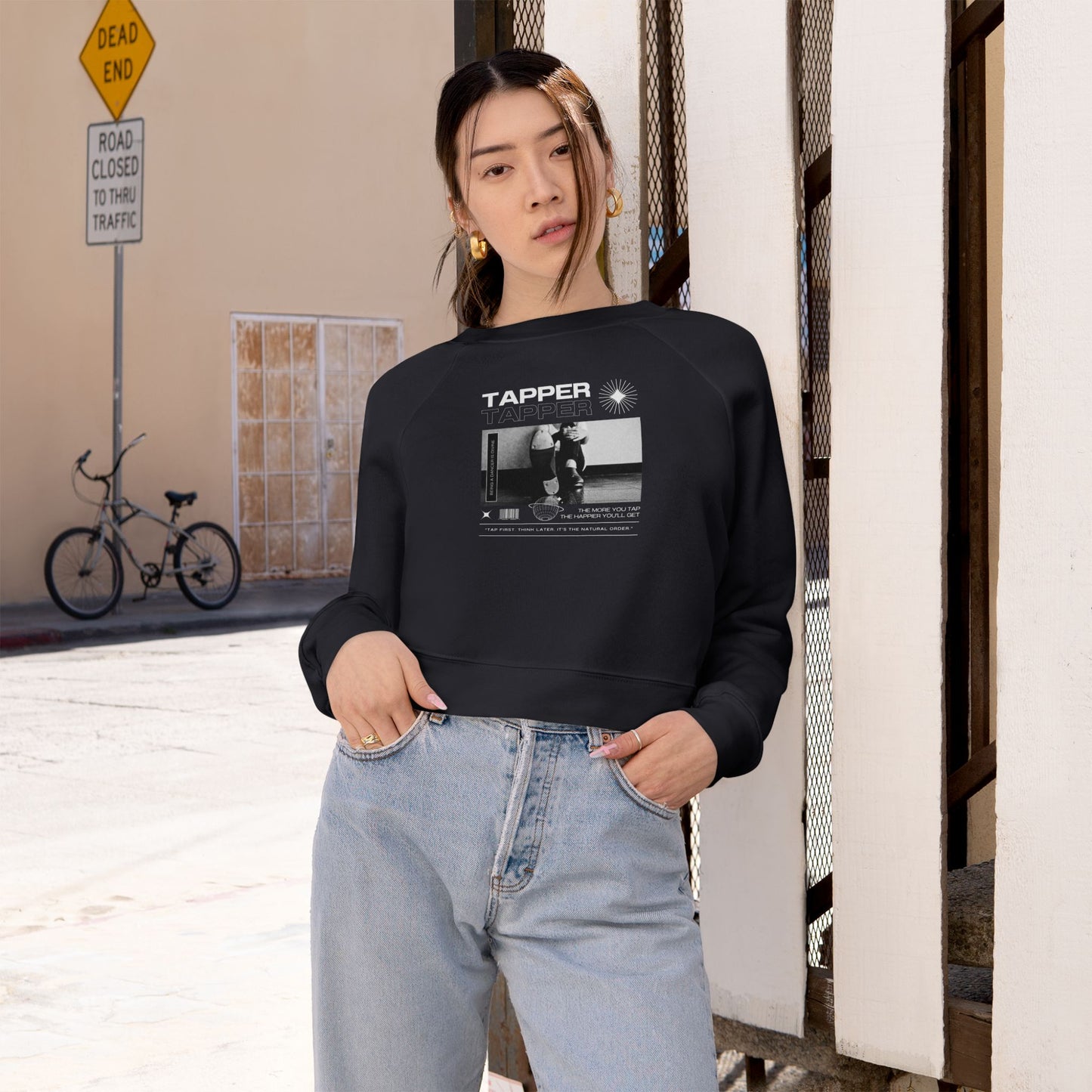 “Tapper” Tap Shoes Streetwear Graphic | Tap Dance Sweatshirt for Dancers & Enthusiasts - Women’s Cropped Sweatshirt