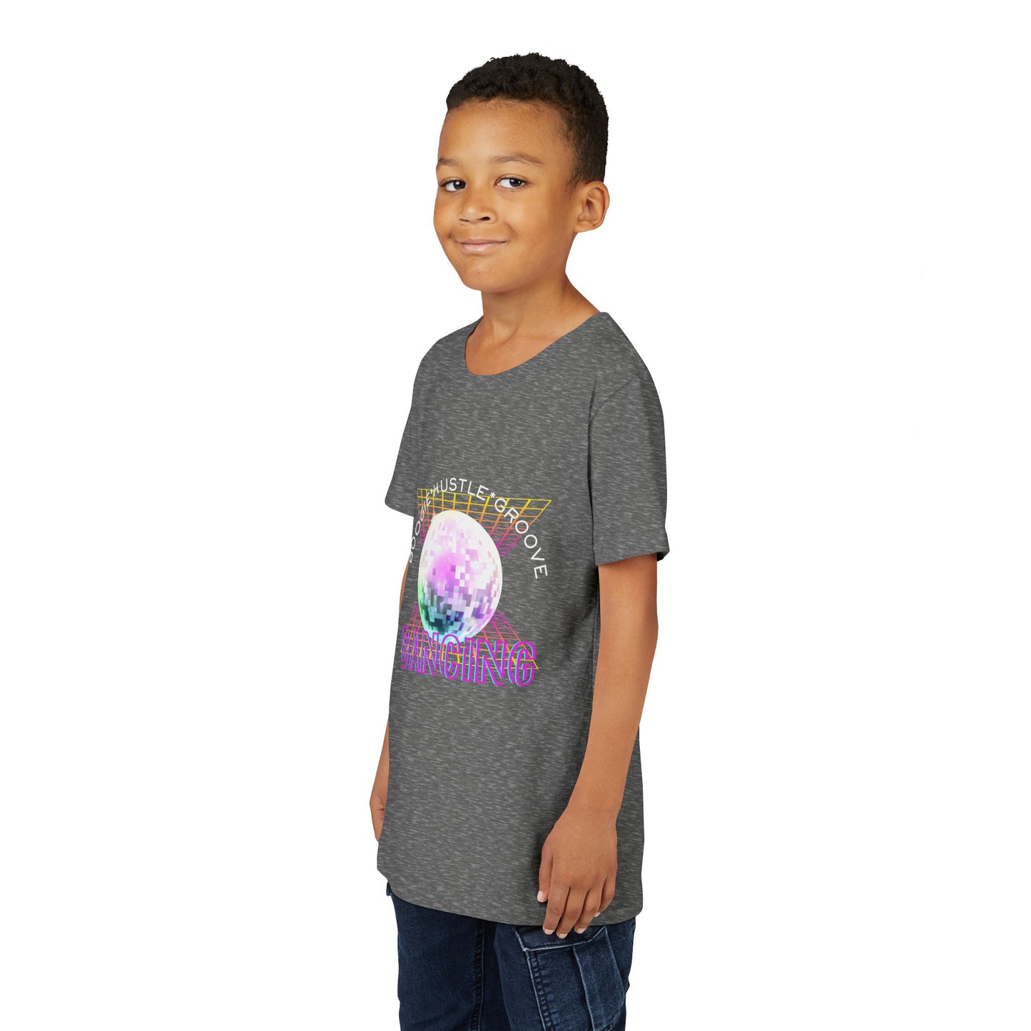 "Boogie, Hustle, Groove - Dancing" Streetwear Dance Graphic – Youth Short Sleeve Tee