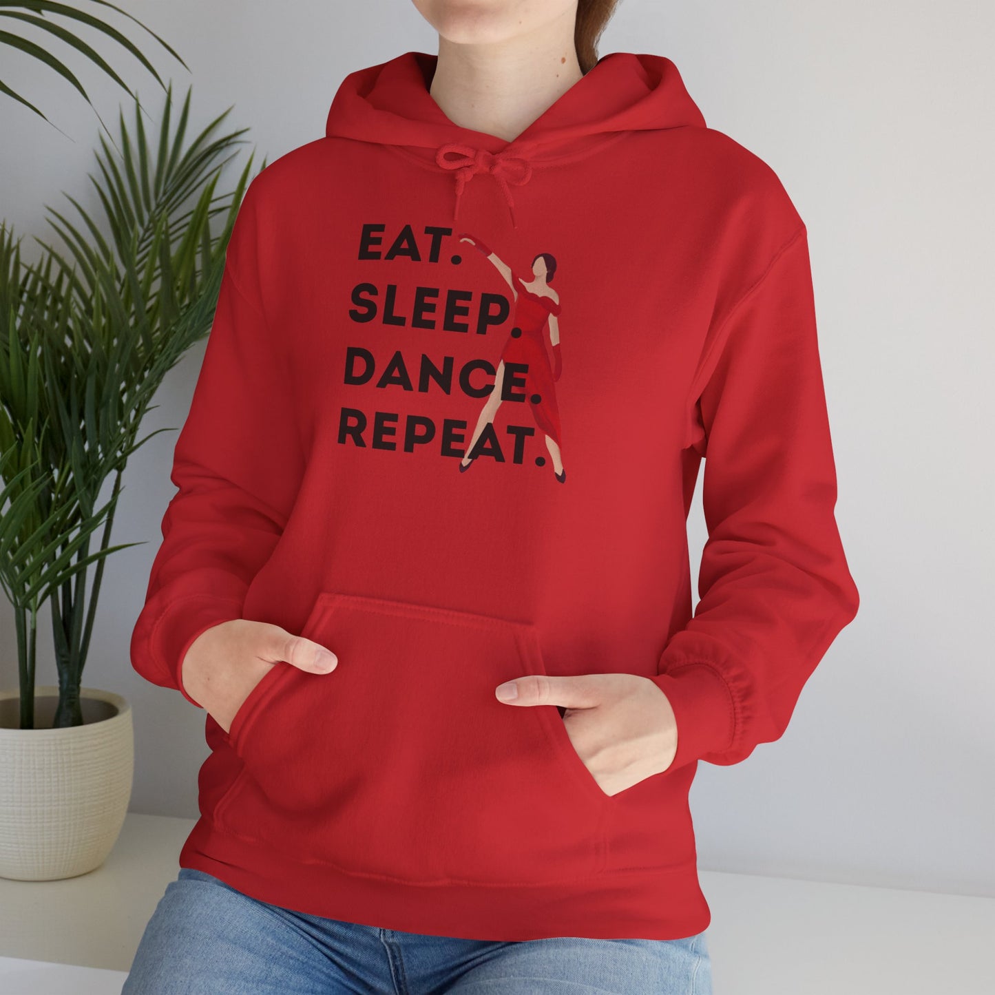 "Eat Sleep Dance Repeat" Unisex Dance Hoodie – Bold Graphic Sweatshirt for Dancers