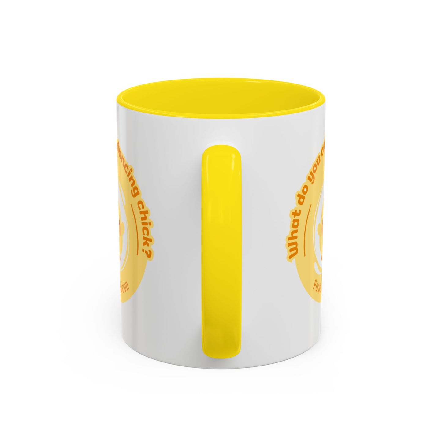 "What Do You Call a Dancing Chick? Poultry in Motion" Accent Coffee Mug – Funny Dance Pun Ceramic Mug for Dancers and Chick Enthusiasts