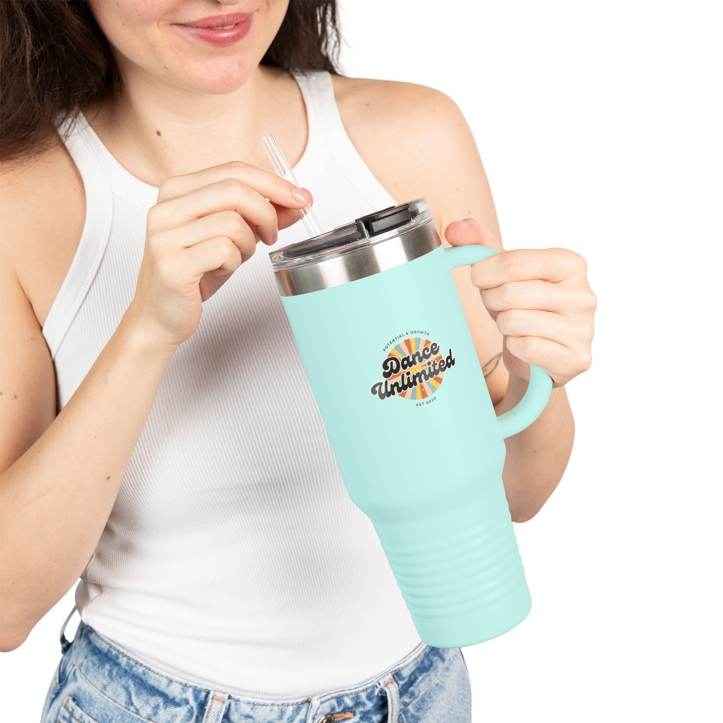 "Dance Unlimited, Potential & Growth" Retro 40oz Insulated Travel Mug – Motivational Dance Tumbler for Growth, Potential & Everyday Inspiration
