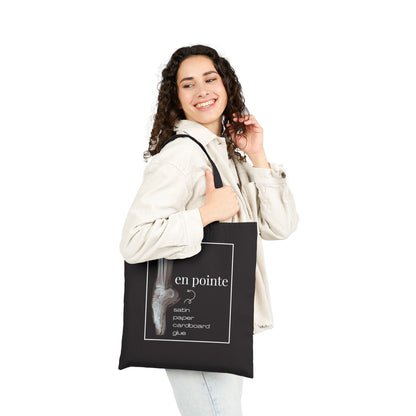 “I Dance En Pointe” Cotton Canvas Tote Bag with X-Ray Ballet Foot Graphic – Personalized Dance Tote with Custom Name or Studio Option
