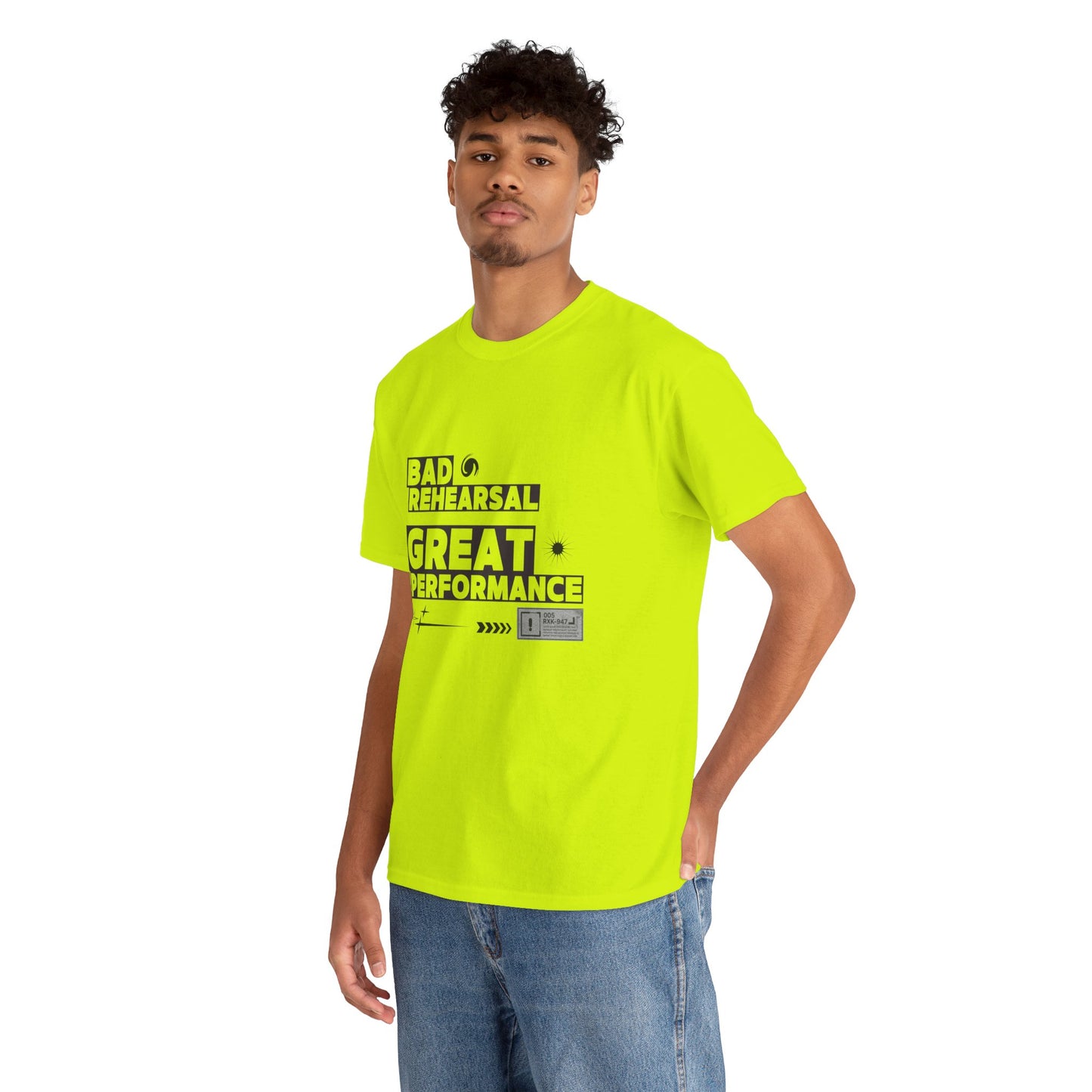 "Bad Rehearsal, Great Performance" Dance Quote Tee – Unisex Heavy Cotton T-Shirt with Streetwear-Inspired Graphic for Dancers