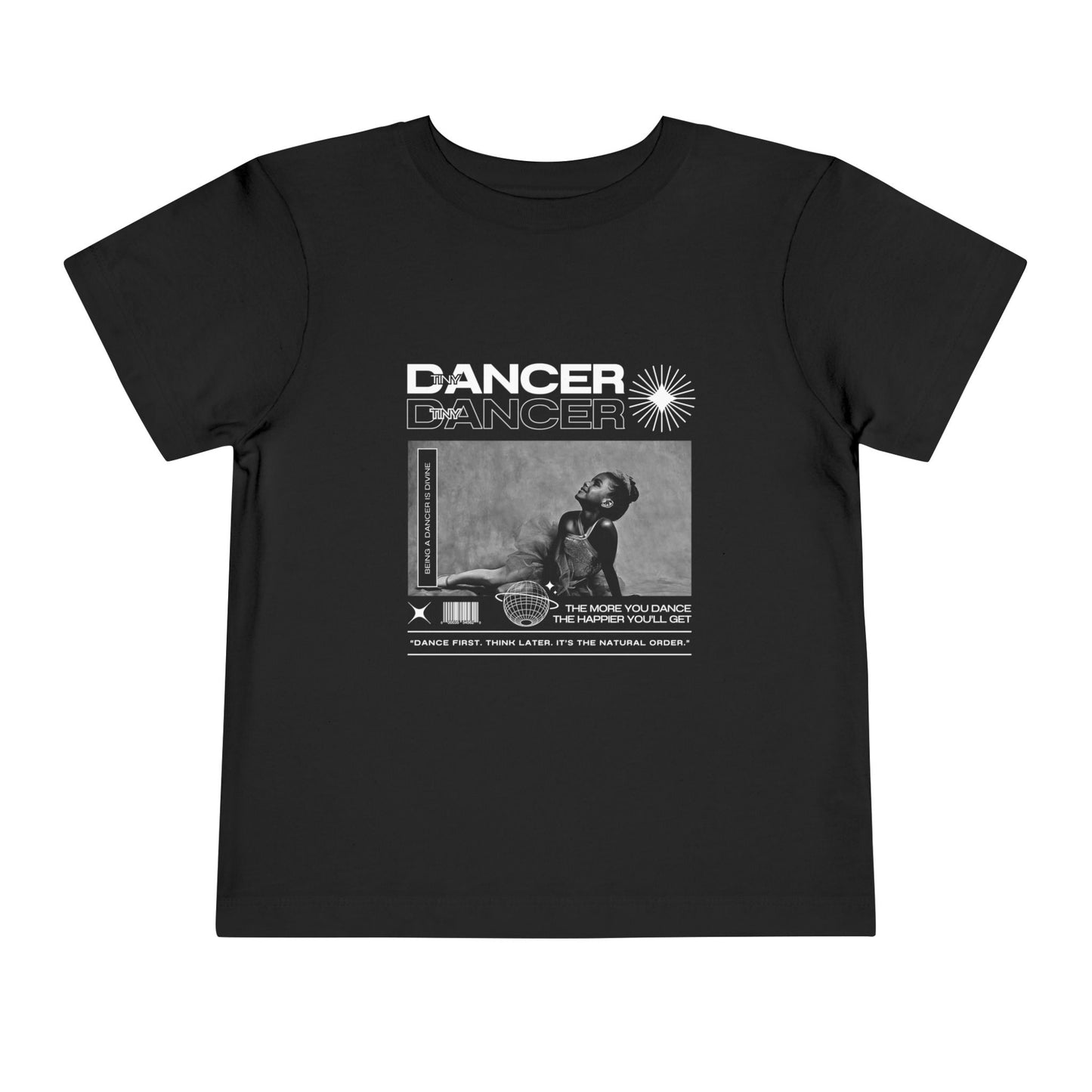“Tiny Dancer" Toddler Short Sleeve T-Shirt – Streetwear-Inspired Recital Photo Graphic Tee for Kids