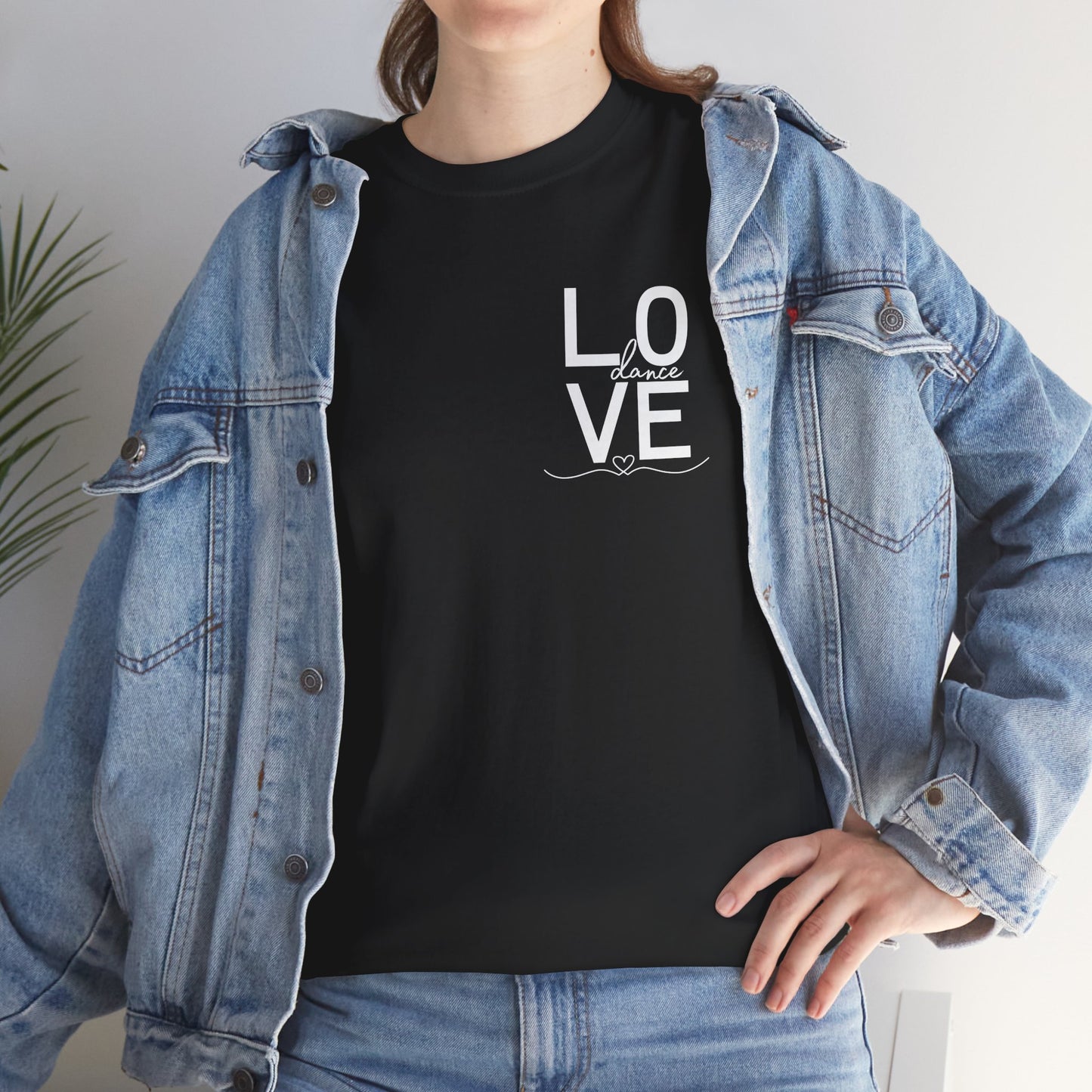 "LOVE Dance" Unisex Heavy Cotton Tee – Script Letter Graphic Dance Lover T-Shirt