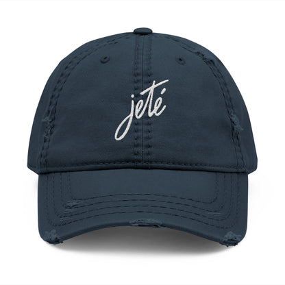 “Jeté” Embroidered Dance Logo - Unisex Distressed Baseball Cap – Vintage-Style Adjustable Hat for Dancers & Dance Lovers