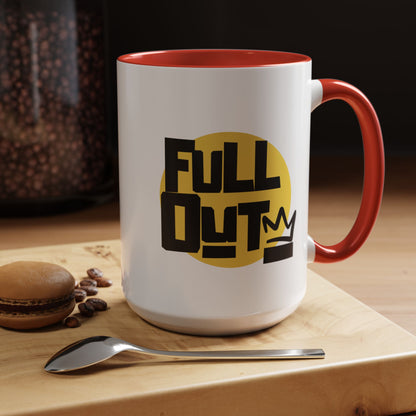 "Full Out" Accent Coffee Mug – Streetwear Dance Mug with Crown Graphic for Dancers