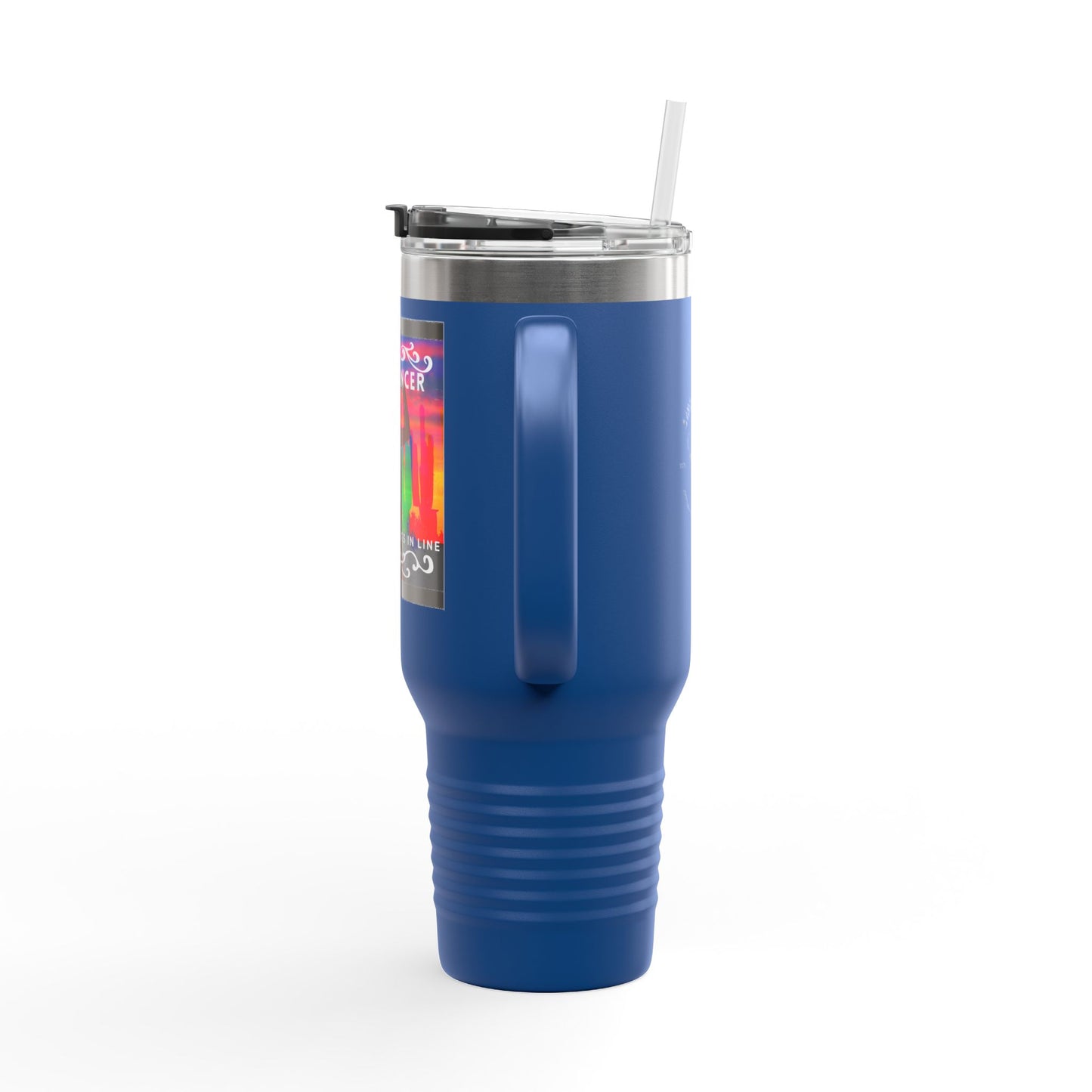 "Line Dancer, Get Your Boots In Line" 40oz Insulated Travel Mug – Cowgirl Dance-Themed Tumbler for Country Western Lovers