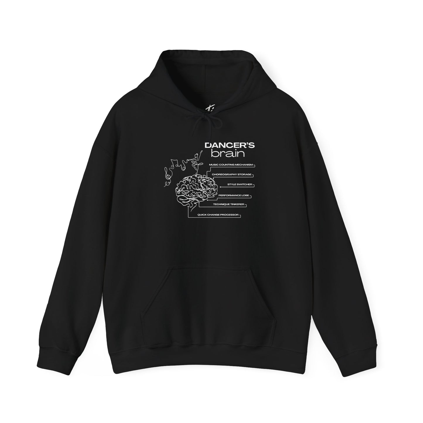 "Dancer’s Brain" Unisex Hoodie – Funny Dance-Themed Hoodie for Teens and Adults with Personalization Option and Cute Dancer Brain Graphic