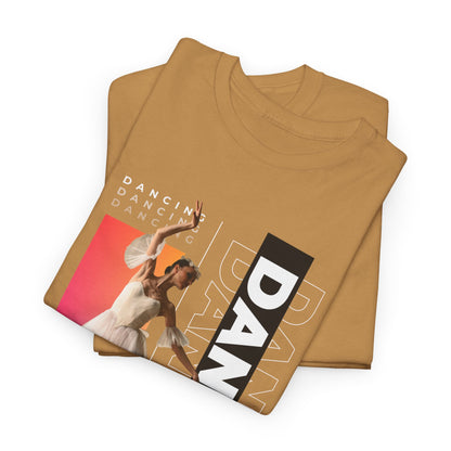 “Dancing” Streetwear-Inspired Female Dancer Unisex Heavy Cotton Tee – Urban Dance Graphic T-Shirt for Performers and Dance Lovers