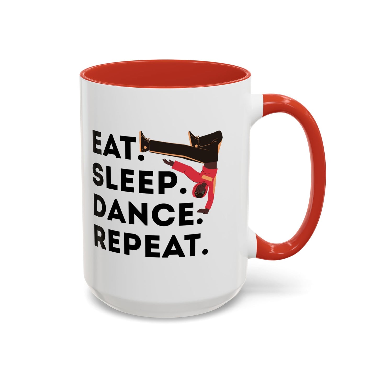 "Eat Sleep Dance Repeat" Accent Coffee Mug – Bold B-Boy Graphic Ceramic Mug for Hip Hop Dancers