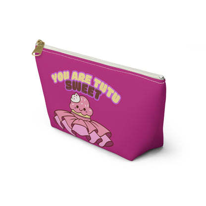 "You Are Tutu Sweet" Accessory Pouch & Makeup Bag – Kawaii Cupcake with Tutu Graphic