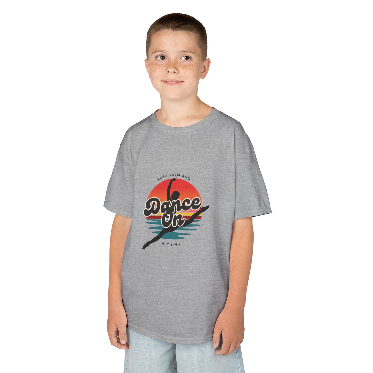 "Keep Calm and Dance On" Youth Short Sleeve Tee – Retro Graphic Dance Shirt for Kids and Young Performers