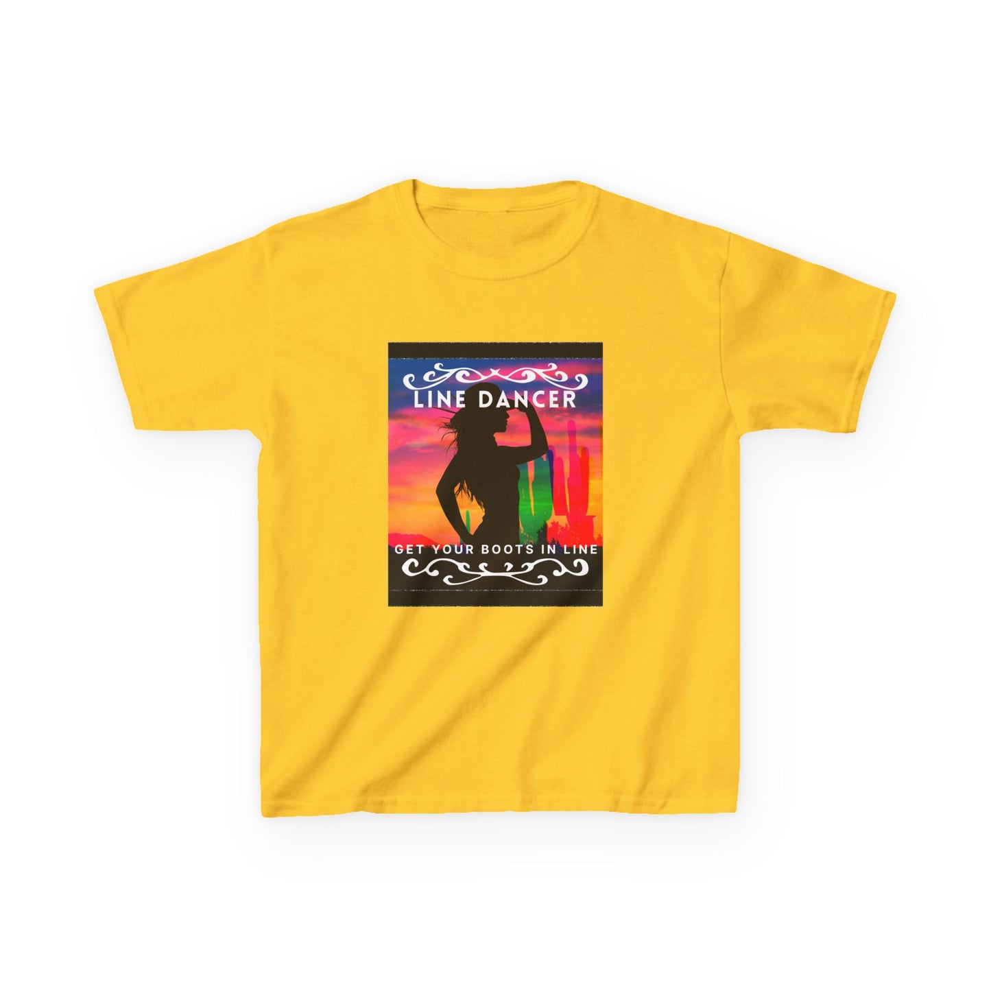 "Line Dancer – Get Your Boots in Line" Youth Short Sleeve Tee – Western-Inspired Country Dance Shirt for Kids