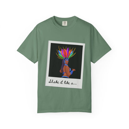"Shake It Like a Samba Star" Unisex Garment-Dyed Dance T-Shirt – Bold Carnival-Inspired Graphic Tee for Dancers