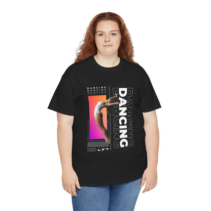 “Dancing” Streetwear-Inspired Female Dancer Unisex Heavy Cotton Tee – Urban Dance Graphic T-Shirt for Performers and Dance Lovers