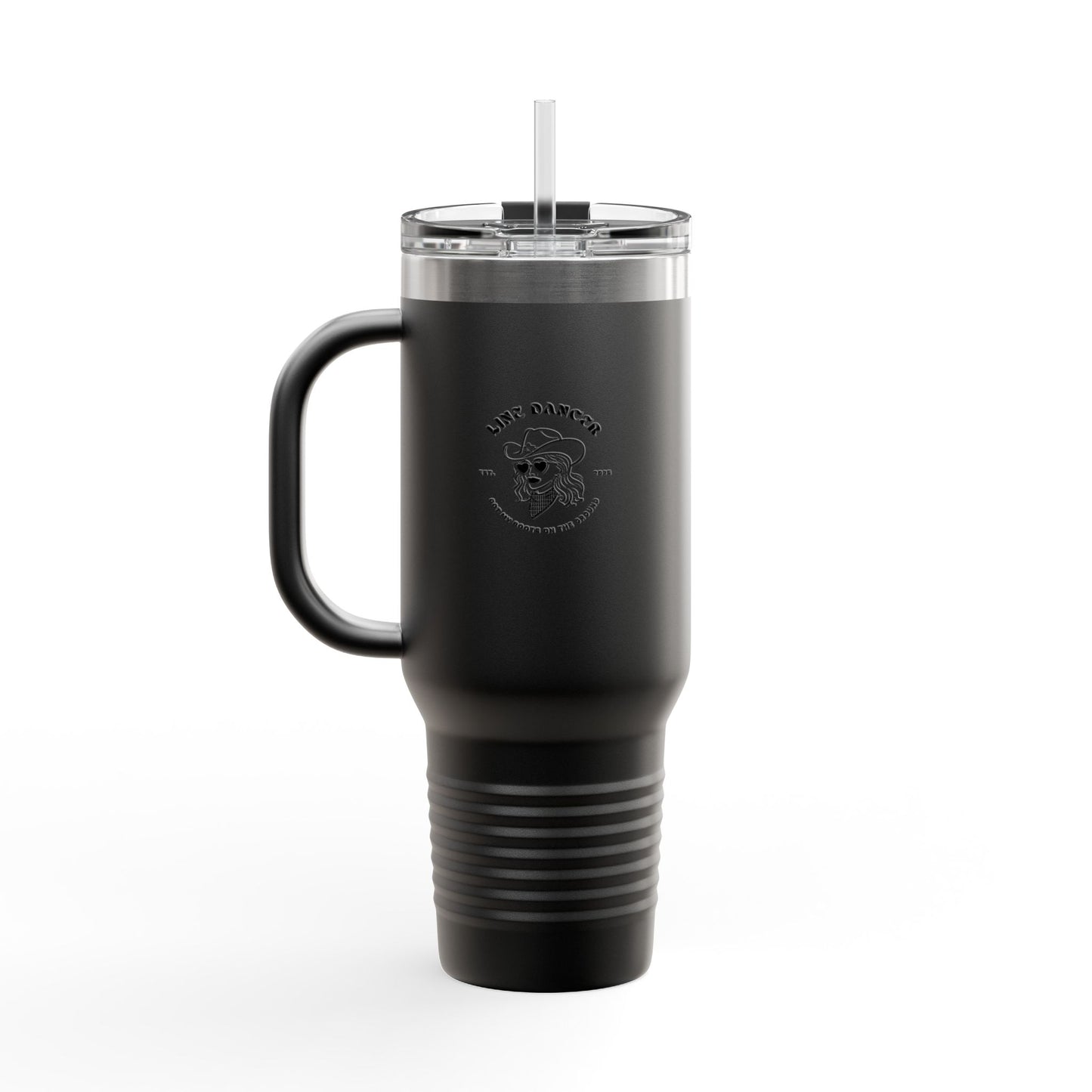 "Line Dancer, Get Your Boots In Line" 40oz Insulated Travel Mug – Cowgirl Dance-Themed Tumbler for Country Western Lovers