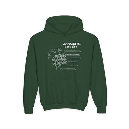 “Dancer’s Brain” Unisex Youth Hoodie with Funny Dance Brain Graphic – Personalized Dance Hoodie for Kids & Teens, Custom Name or Studio Option